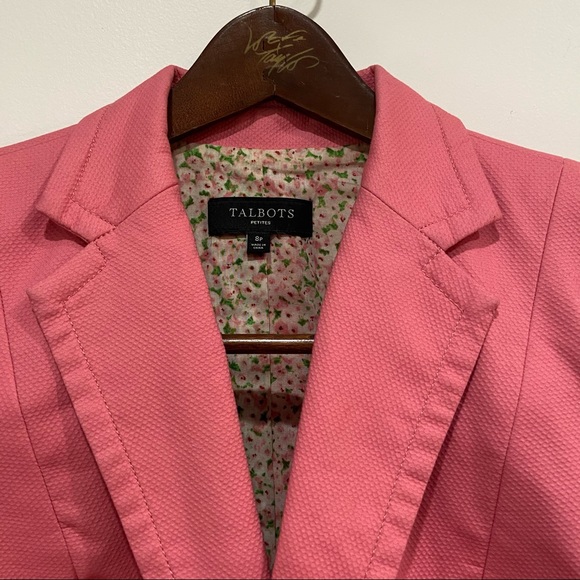 Talbot's Pink 7/8 Sleeve One Button Blazer Size 8 Petite - Picture 4 of 15